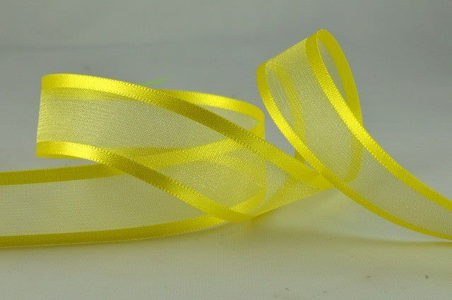 54420 - 10mm, 15mm, 25mm, 40mm & 70mm Satin Sheer Ribbon x 25 Metre Rolls10mm / 13 Daffodil
