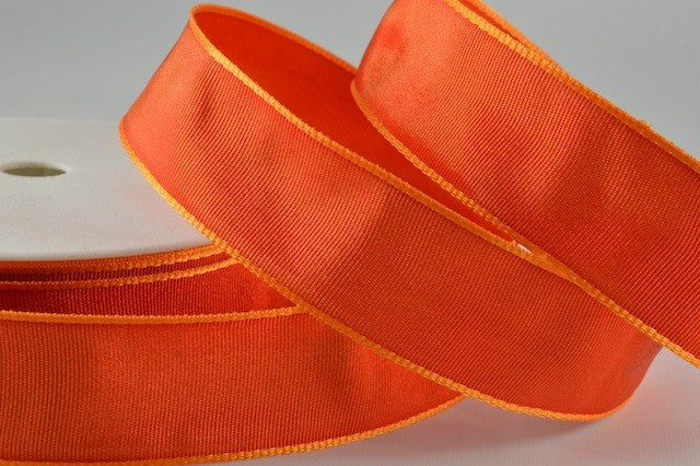 44073 - 25mm, 40mm & 60mm Wired High Quality Woven Ribbon x 25 Metres!25mm / 28 Deep Orange