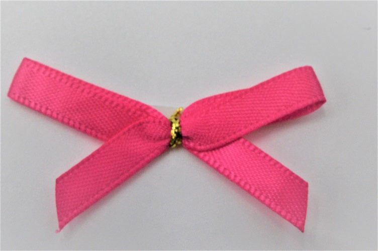 7mm Double Faced Satin Pre-tied Mini Bows (10 Bows Per Pack)Fuschia
