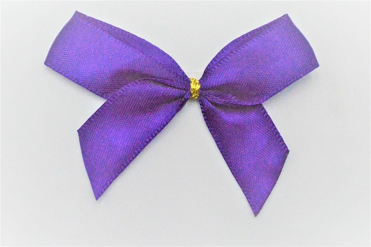 15mm Double Faced Satin Pre-tied Mini Bows (Pack of 10)Dark Purple