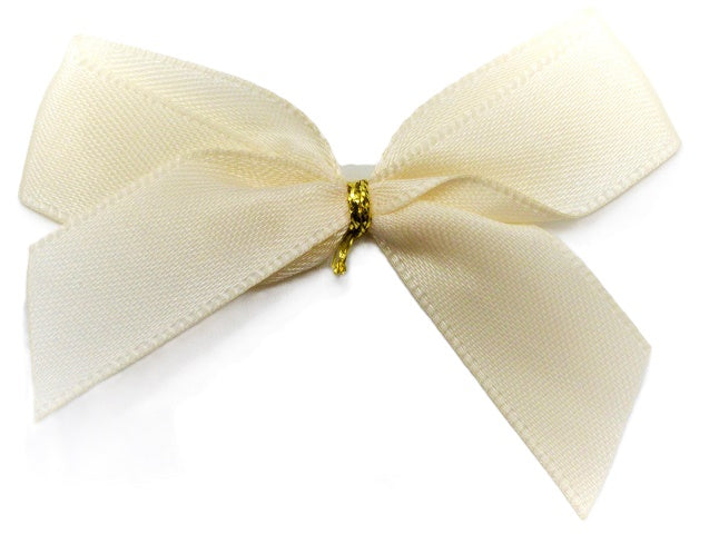 15mm Double Faced Satin Pre-tied Mini Bows (Pack of 10)Ivory