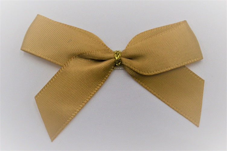 15mm Double Faced Satin Pre-tied Mini Bows (Pack of 10)Gold