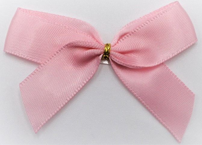 15mm Double Faced Satin Pre-tied Mini Bows (Pack of 10)Baby Pink