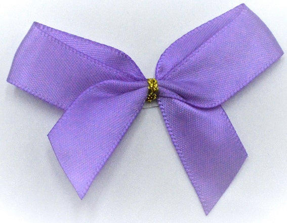 15mm Double Faced Satin Pre-tied Mini Bows (Pack of 10)Purple