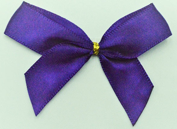 15mm Double Faced Satin Pre-tied Mini Bows (Pack of 10)Dark Purple