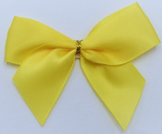 25mm Double Faced Satin Pre-tied Mini Bows (6 bows per pack)Yellow