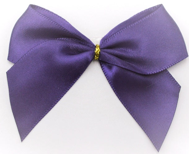 25mm Double Faced Satin Pre-tied Mini Bows (6 bows per pack)Dark Purple