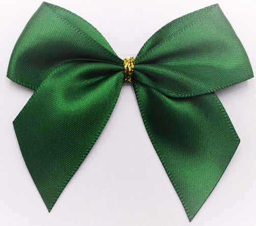 25mm Double Faced Satin Pre-tied Mini Bows (6 bows per pack)Emerald Green