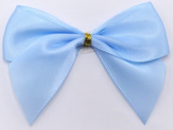 25mm Double Faced Satin Pre-tied Mini Bows (6 bows per pack)Baby Blue