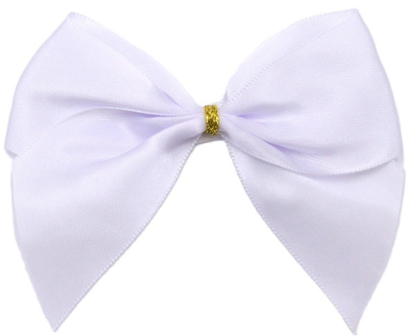 40mm Double Face Satin Pre-tied Mini Bows (4 Bows per Pack)White