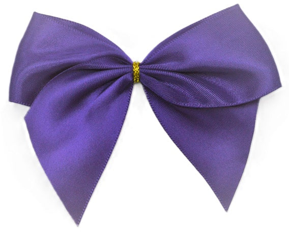 40mm Double Face Satin Pre-tied Mini Bows (4 Bows per Pack)Dark Purple