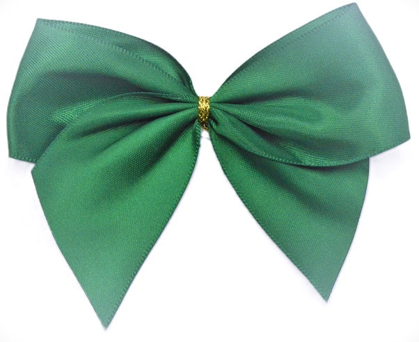 40mm Double Face Satin Pre-tied Mini Bows (4 Bows per Pack)Emerald Green