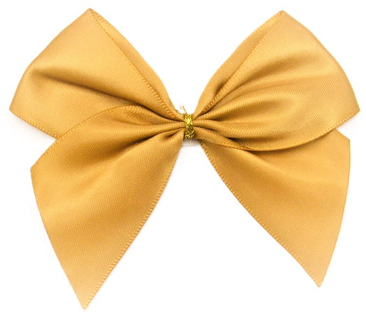 40mm Double Faced Satin Pre-tied Mini Bows (4 Bows per Pack)Gold
