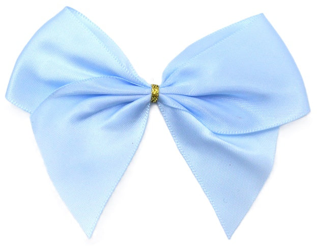 40mm Double Faced Satin Pre-tied Mini Bows (4 Bows per Pack)Light Blue