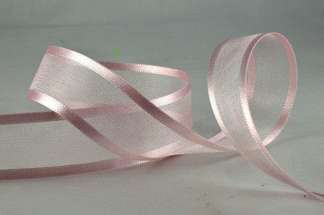 54420 - 10mm, 15mm, 25mm, 40mm & 70mm Satin Sheer Ribbon x 25 Metre Rolls10mm / 32 Baby Pink