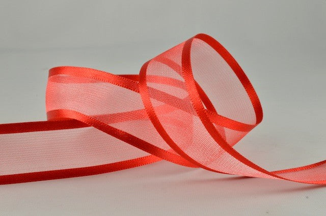 54420 - 10mm, 15mm, 25mm, 40mm & 70mm Satin Sheer Ribbon x 25 Metre Rolls10mm / 35 Red