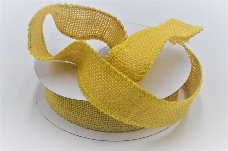 46080 - 25, 38, 50mm & 63mm Wired Eco Friendly Jute Ribbon (10 Metres)25mm / 13 Yellow