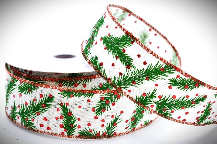 46084 - 38mm & 63mm Red Wired Christmas Holly Ribbon x 10 Metres!38mm