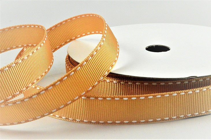 55122 - 16mm White Saddle Stitch Grosgrain Ribbon x 20 Metres!5201 Mustard and White