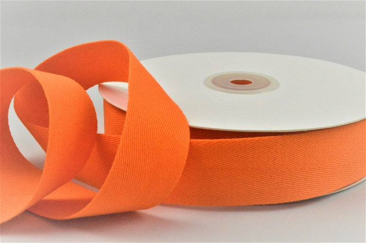 15mm, 25mm & 38mm Soft Herringbone Cotton Ribbon x 25 Metres!15mm / Orange