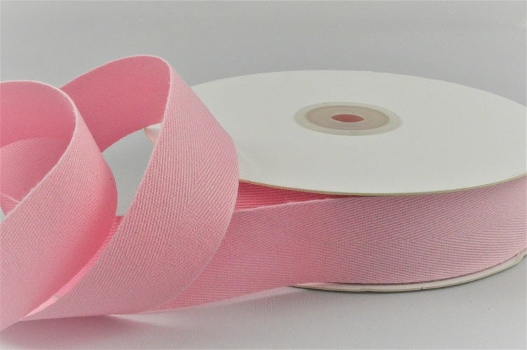 15mm, 25mm & 38mm Soft Herringbone Cotton Ribbon x 25 Metres!15mm / Pink