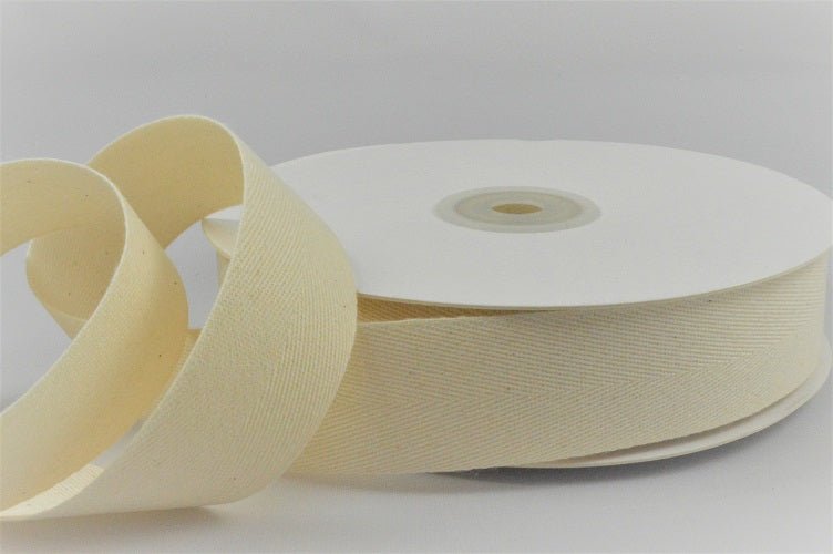 15mm, 25mm & 38mm Soft Herringbone Cotton Ribbon x 25 Metres!15mm / Ivory