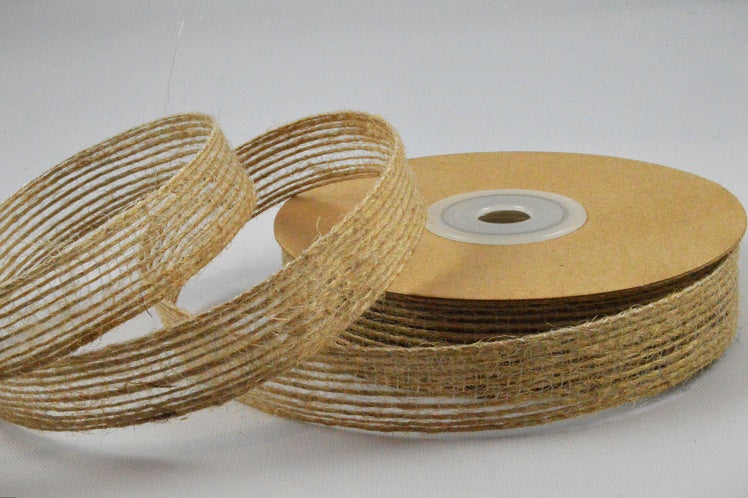 55142 - 10mm, 15mm & 25mm Eco Jute Woven Ribbon x 10 Metres!10mm / 54 Natural