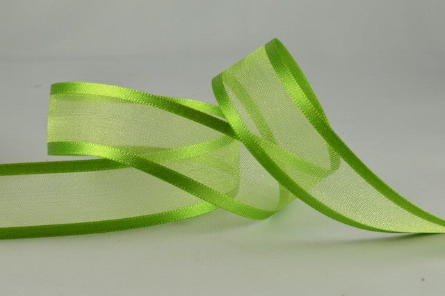 54420 - 10mm, 15mm, 25mm, 40mm & 70mm Satin Sheer Ribbon x 25 Metre Rolls10mm / 65 Green