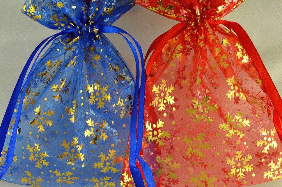 Snowflake Printed Organza Bags (Set of 3 Bags)