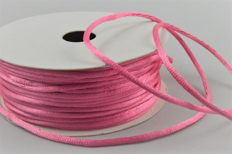1mm & 2mm Rattail Stringing Satin Cord x 25 Metre Rolls!1mm / 30 Pink