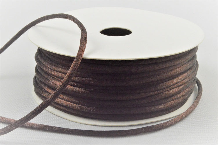 1mm & 2mm Rattail Stringing Satin Cord x 25 Metre Rolls!1mm / 57 Brown