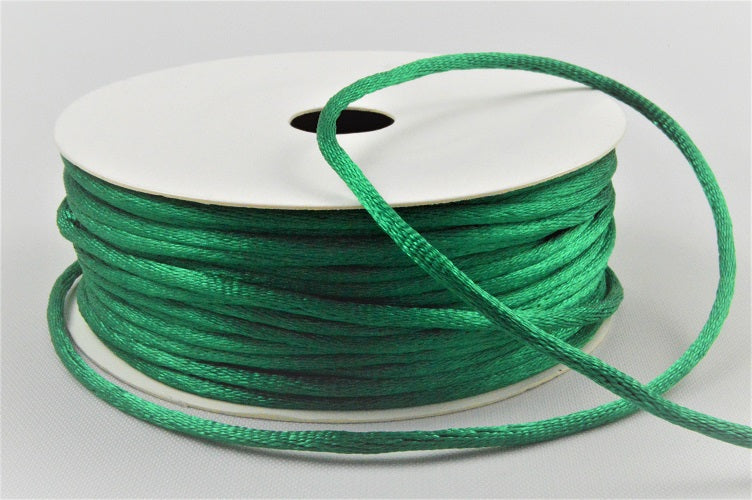 1mm & 2mm Rattail Stringing Satin Cord x 25 Metre Rolls!1mm / 67 Emerald Green