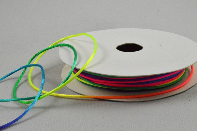 1mm & 2mm Multi Colour Rattail Stringing Satin Cord x 25 Metres!1mm