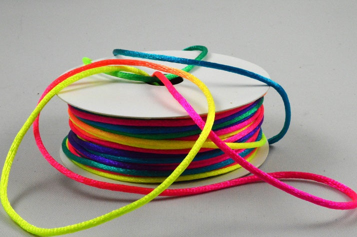 1mm & 2mm Multi Colour Rattail Stringing Satin Cord x 25 Metres!