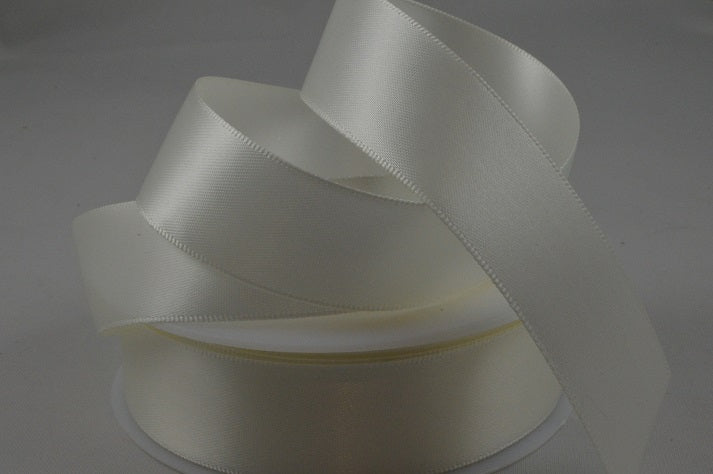 93977 - 3mm, 7, 10, 15, 25, 38 & 50mm Double Faced Satin Ribbon3mm / 50 Eggshell / 50 Metres