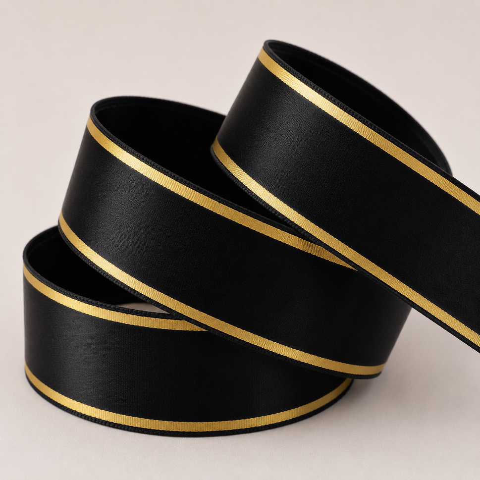 25mm & 38mm Rosette Tramline Ribbon x 100 metre Rolls!25mm / Black