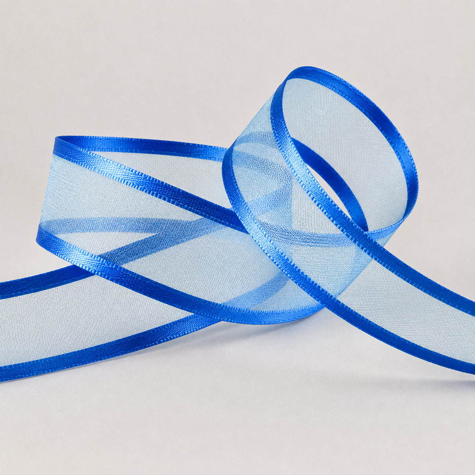 10mm, 15mm, 25mm, 40mm & 70mm Satin Sheer Ribbon x 25 Metre Rolls!10mm / Blue