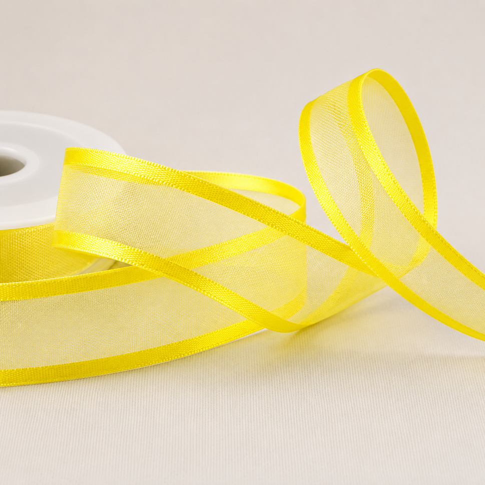 10mm, 15mm, 25mm, 40mm & 70mm Satin Sheer Ribbon x 25 Metre Rolls!10mm / Daffodil