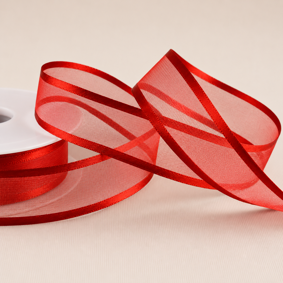 10mm, 15mm, 25mm, 40mm & 70mm Satin Sheer Ribbon x 25 Metre Rolls!10mm / Dark Red