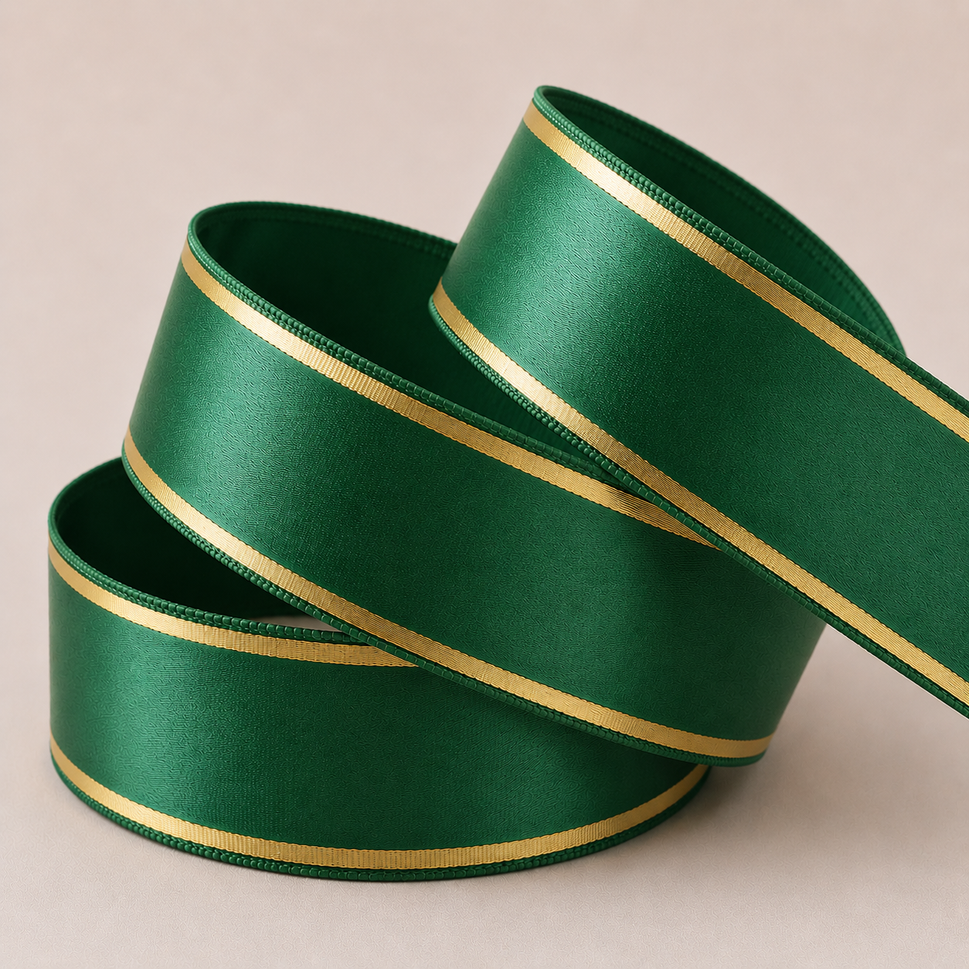 25mm & 38mm Rosette Tramline Ribbon x 100 metre Rolls!25mm / Emerald Green