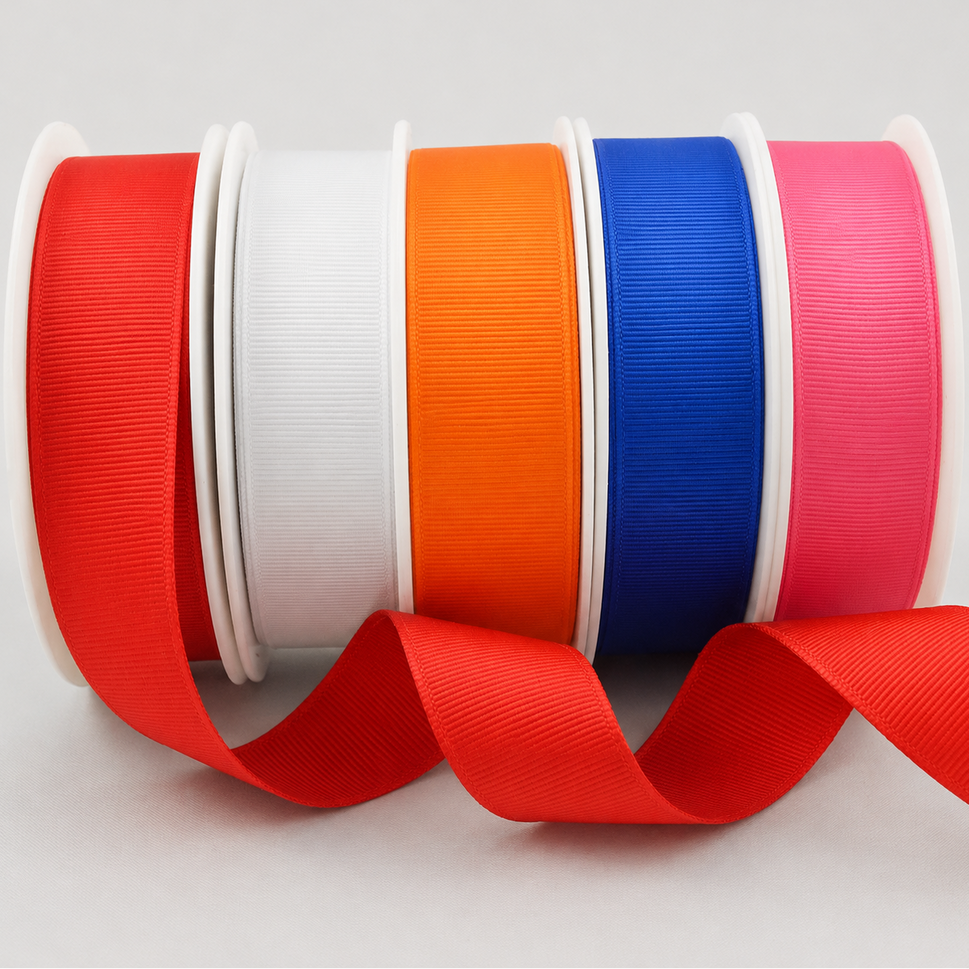 6mm, 10mm, 16mm, 22mm & 38mm Plain Grosgrain Ribbon (20 Metre Rolls)