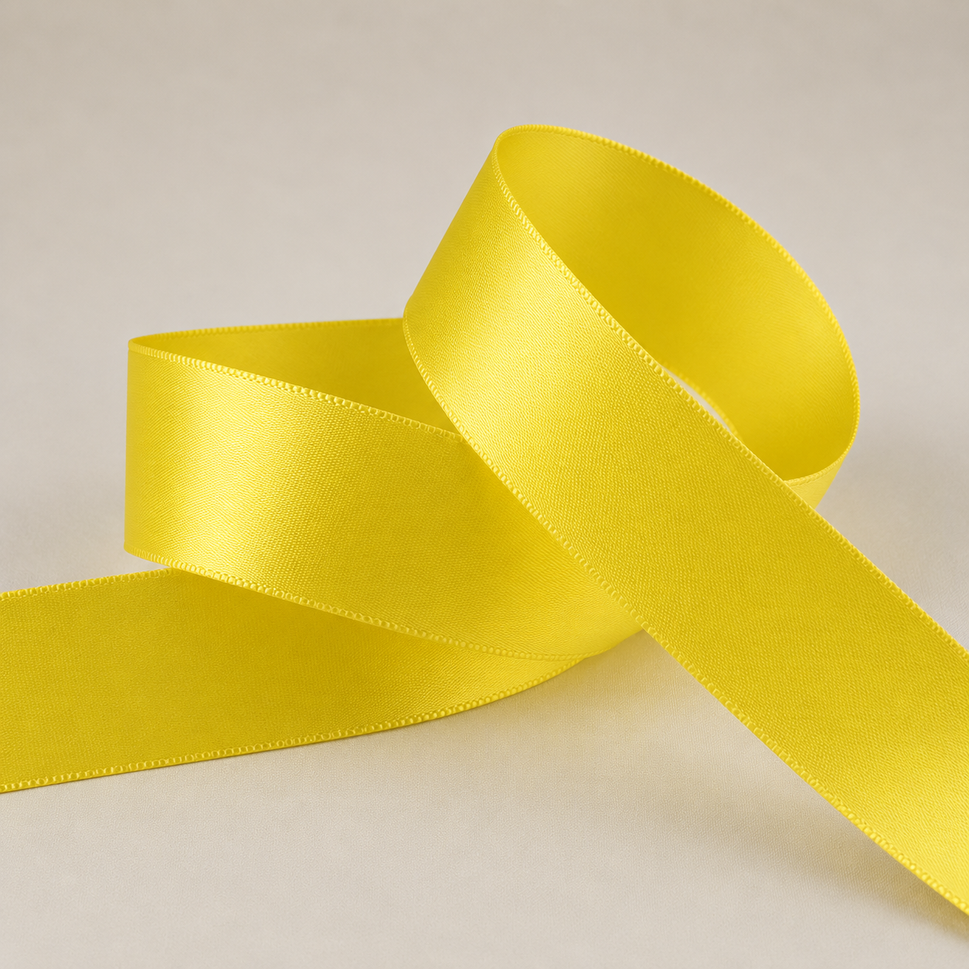 15mm, 25mm & 38mm Single Faced Satin Ribbon x 100 Metre Rolls!15mm / Lemon