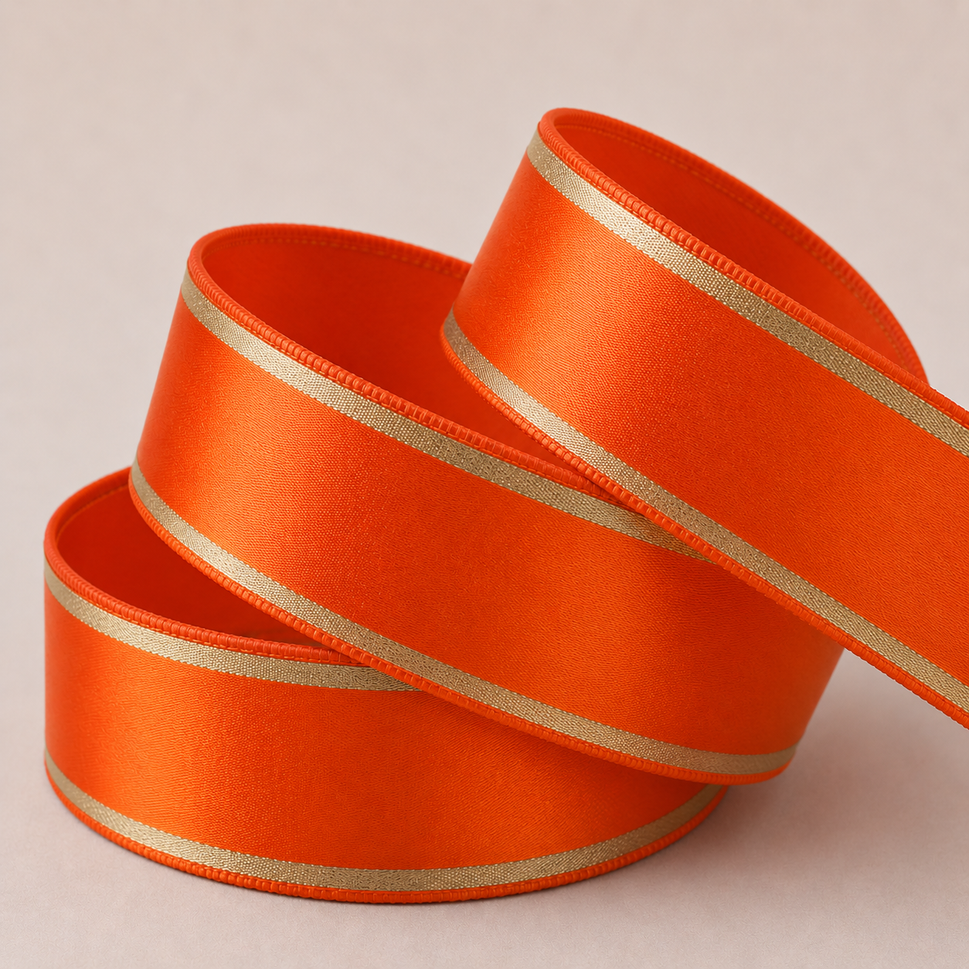 25mm & 38mm Rosette Tramline Ribbon x 100 metre Rolls!25mm / Orange