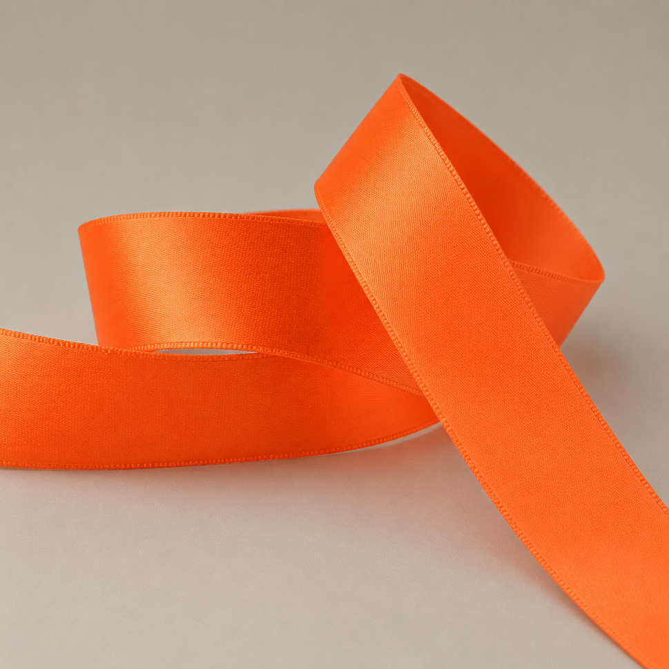 15mm, 25mm & 38mm Single Faced Satin Ribbon x 100 Metre Rolls!15mm / Orange