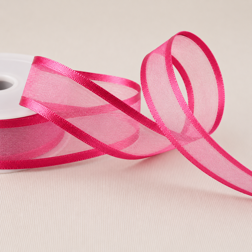 10mm, 15mm, 25mm, 40mm & 70mm Satin Sheer Ribbon x 25 Metre Rolls!10mm / Pink