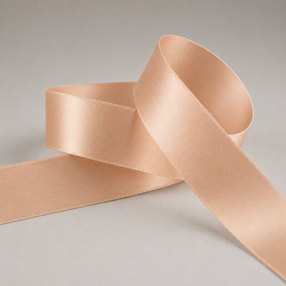 15mm, 25mm & 38mm Single Faced Satin Ribbon x 100 Metre Rolls!15mm / Soft Peach