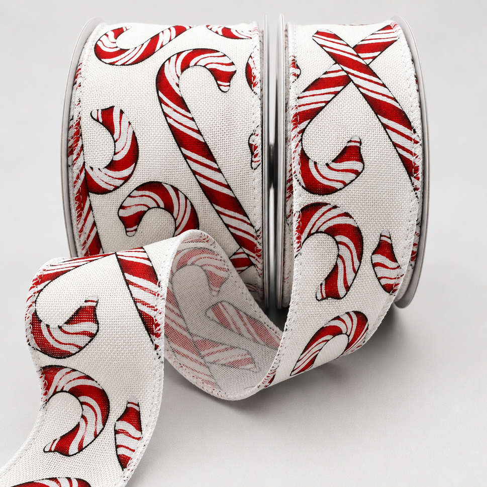 38mm & 63mm Wired Candy Christmas Ribbon x 10 Metre Rolls!