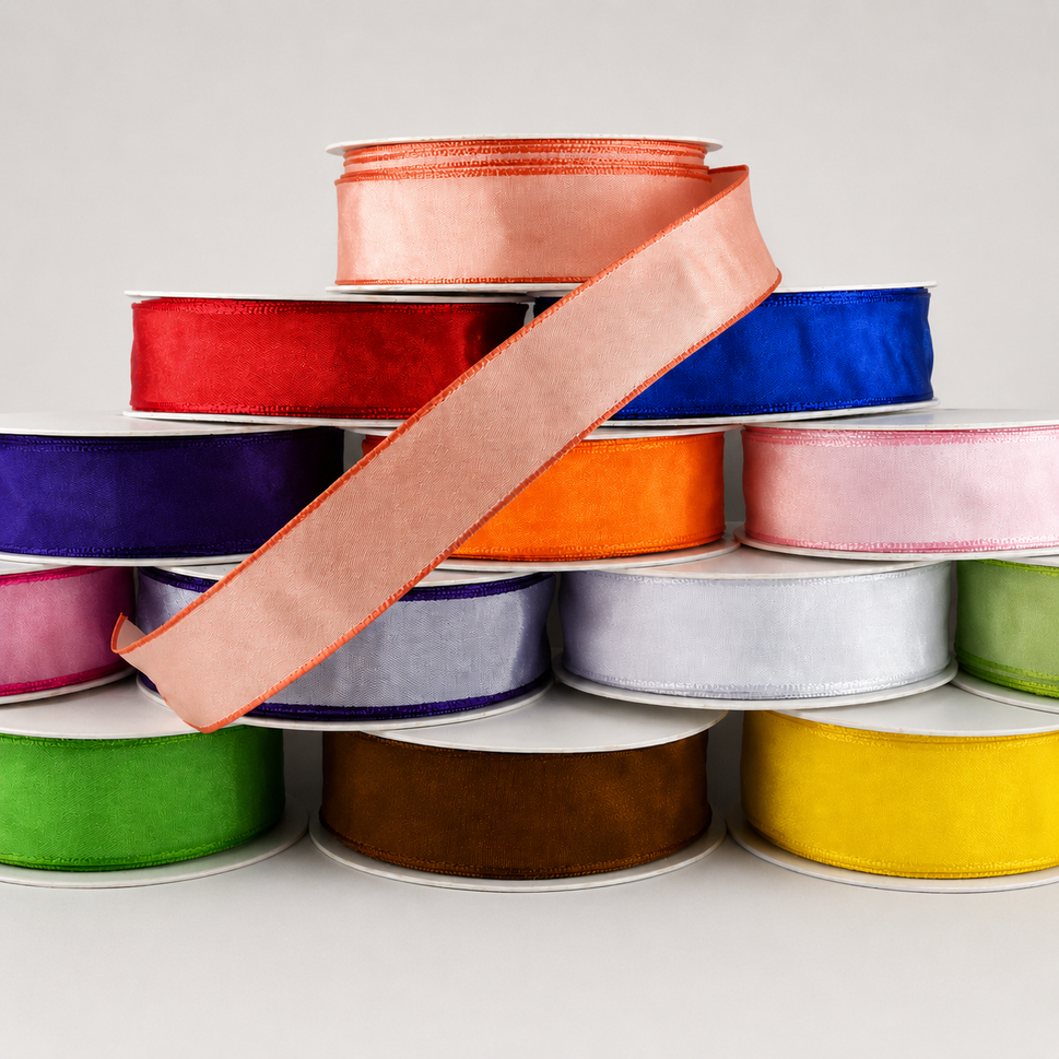 25mm, 40mm & 60mm Wired High Quality Woven Ribbon x 25 Metres!