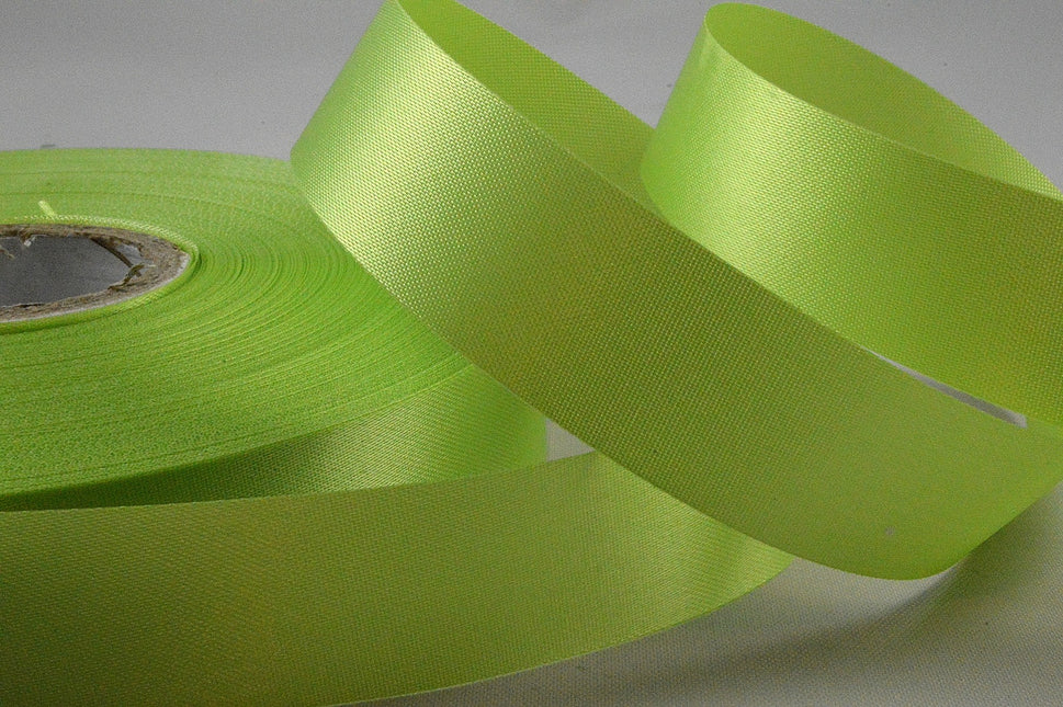 Acetate Satin Ribbon - 15mm, 24mm, 38mm, 50mm - 100 Metre Rolls!24mm / 66 LIME