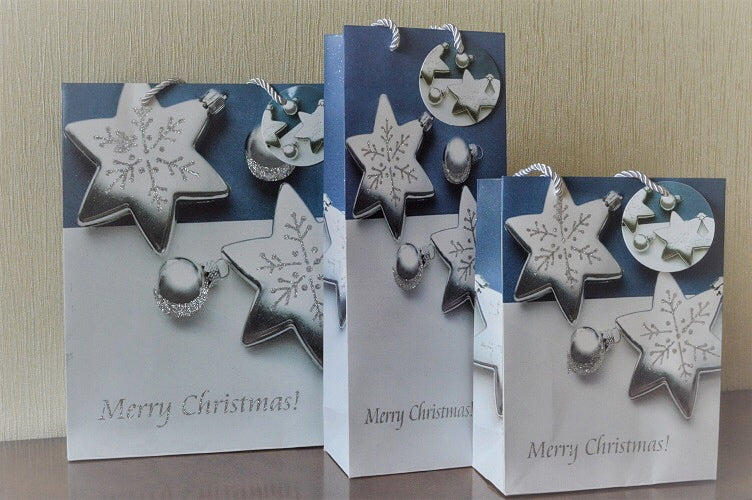 88120 - Sparkling Merry Christmas Baubles Gift Bags, Bottle Bags & Tags!